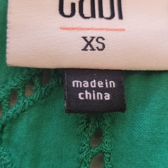 Size XS: CAbi Gemma Green Eyelet Sleeveless Hi/Lo Hem Style 5036 - Picture 3 of 4